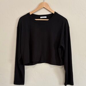 Wasabi + Mint Super Soft Black Cropped Long-Sleeve Top. New without Tags!